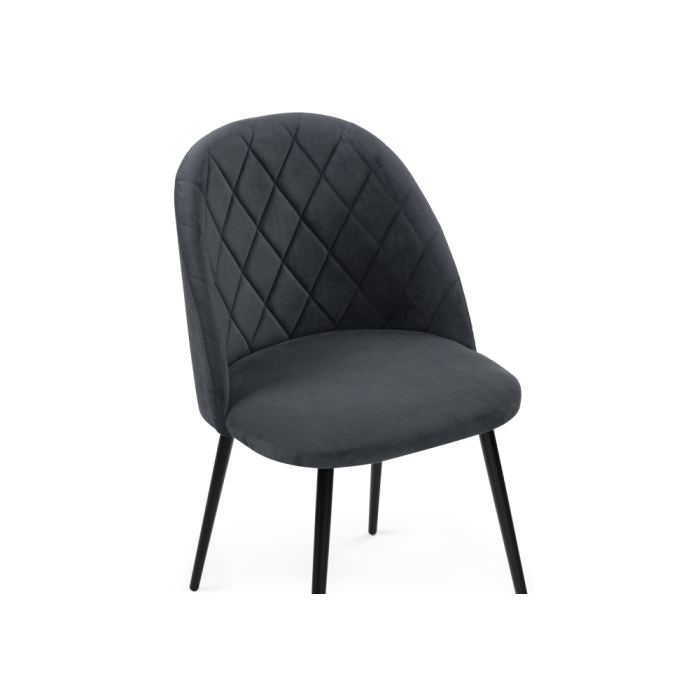 Стул на металлокаркасе Зест микровелюр серый / черный глянец