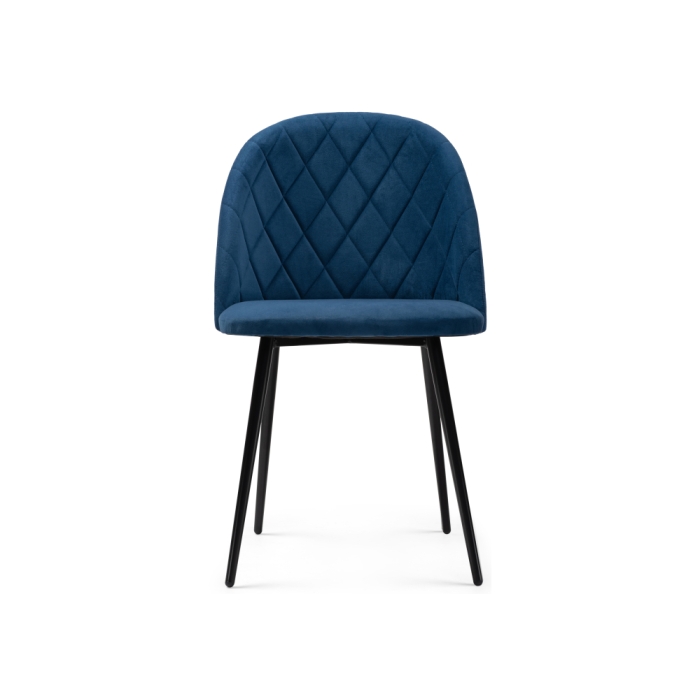 Стул на металлокаркасе Зест микровелюр темно-синий / черный глянец