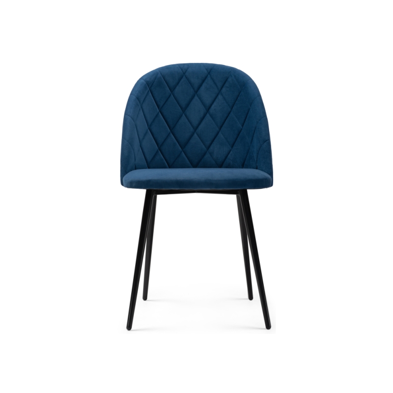 Стул на металлокаркасе Зест микровелюр темно-синий / черный глянец