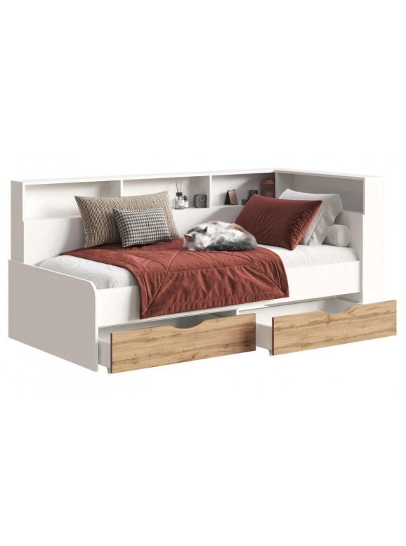 Тахта Амер 190х80 белый / дуб вотан