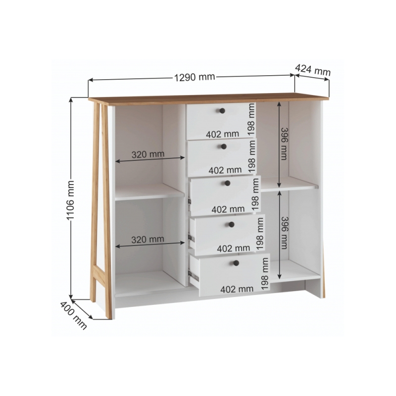 Тумба Теодора белый / крафт золотой