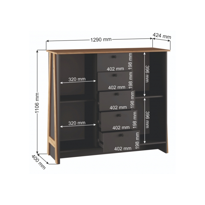 Тумба Теодора графит / крафт золотой