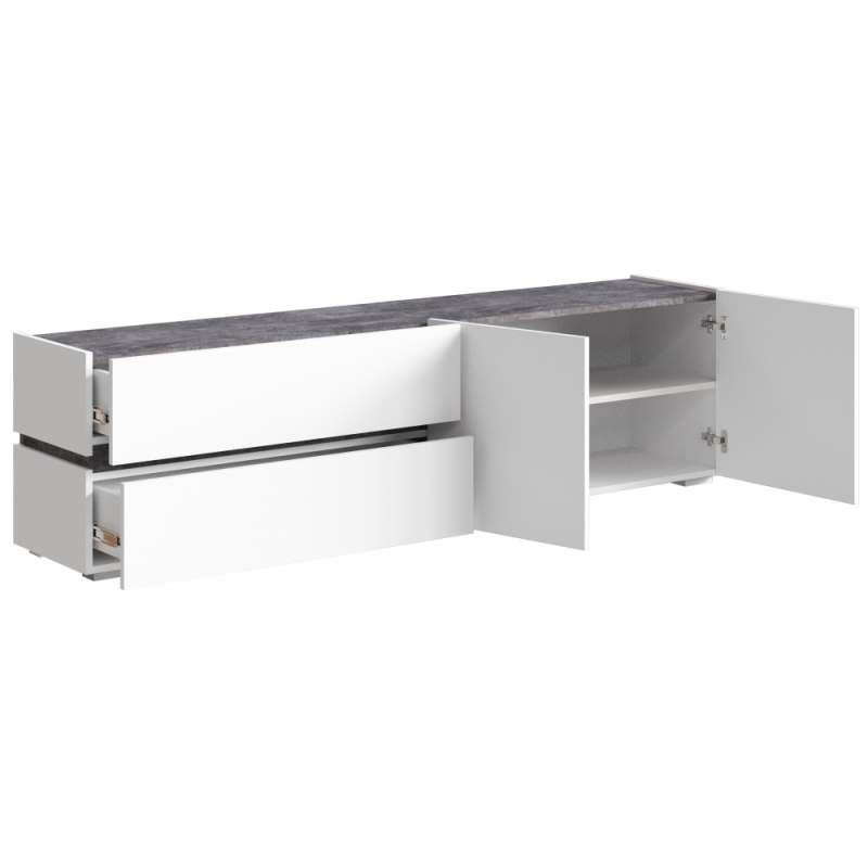 ТВ-тумба Атлон белый / бетон темный