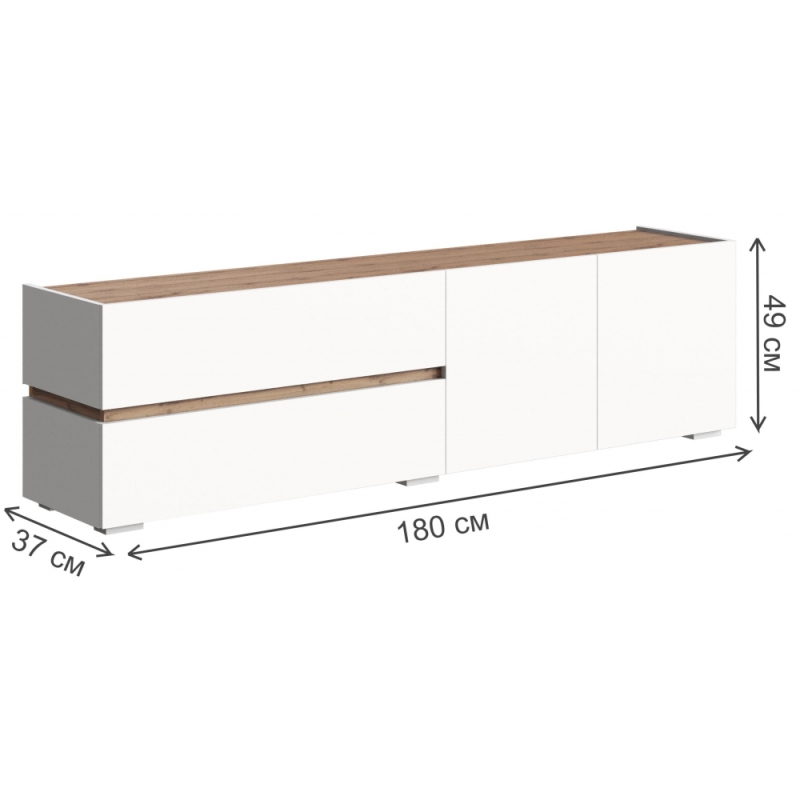 ТВ-тумба Атлон белый / дуб вотан