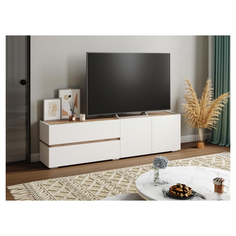 ТВ-тумба Атлон белый / дуб вотан