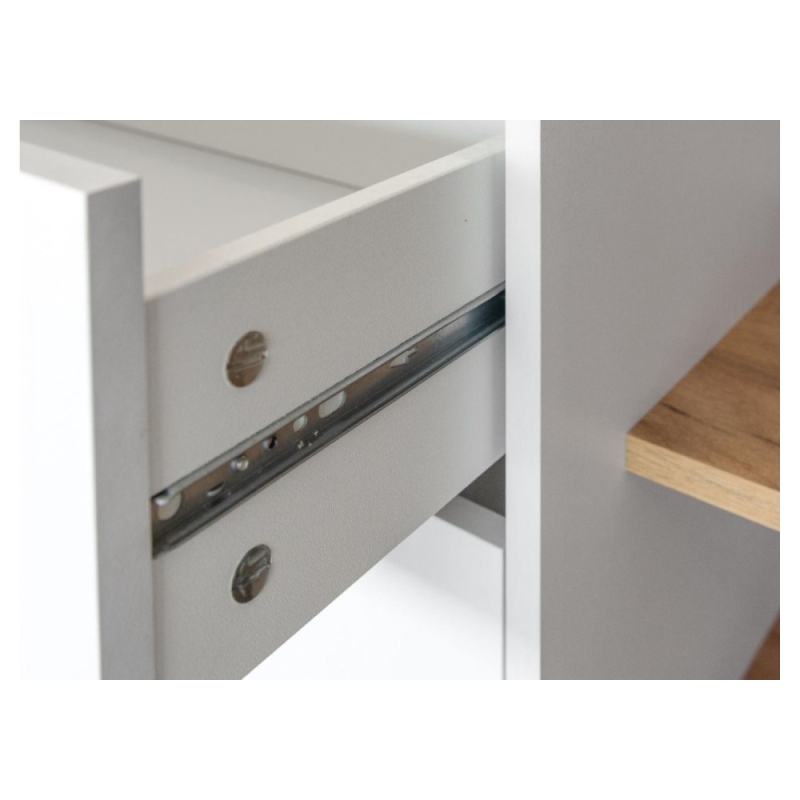 ТВ-тумба Бэль 10.92 белый премиум / дуб золотой craft