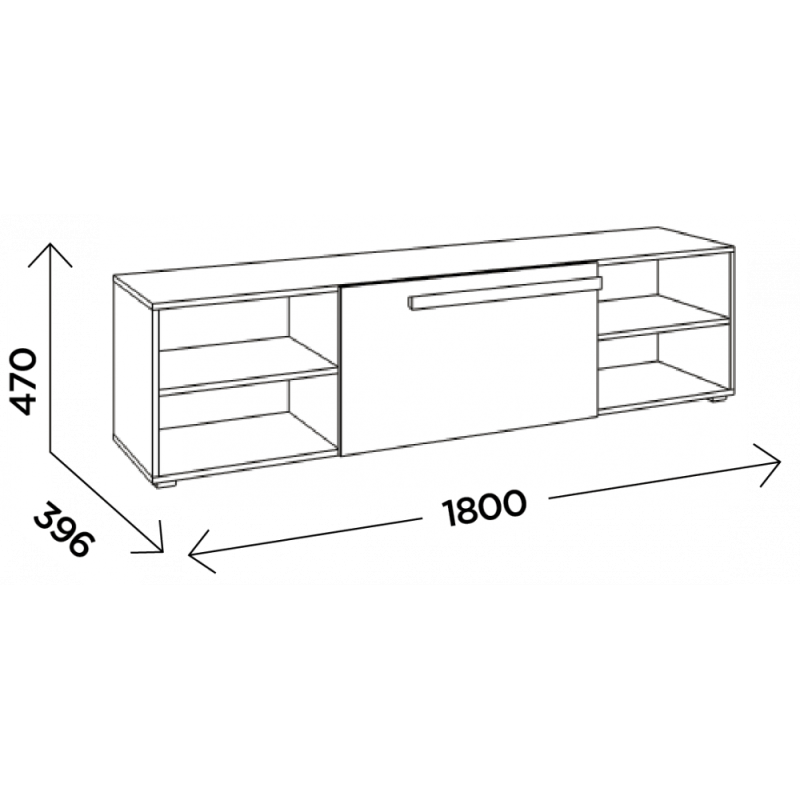 ТВ-тумба Чернин 1800 дуб вотан / графит