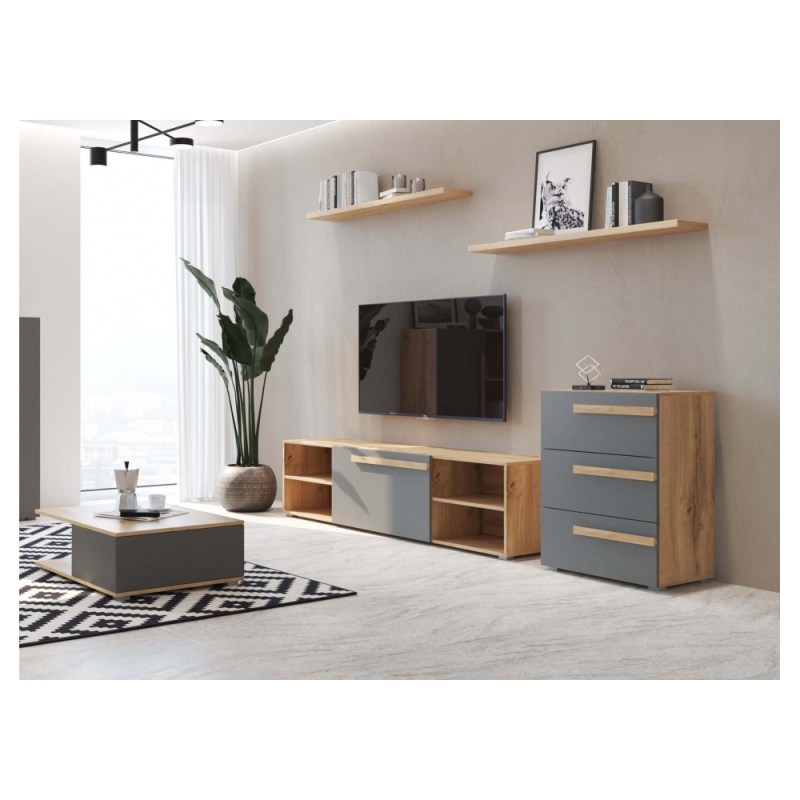 ТВ-тумба Чернин 1800 дуб вотан / графит