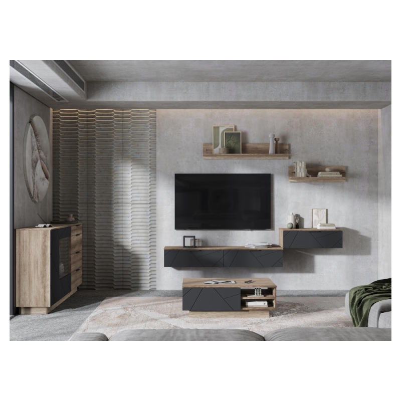 ТВ-тумба Диамо ТБ 03 софт графит / дуб каньон