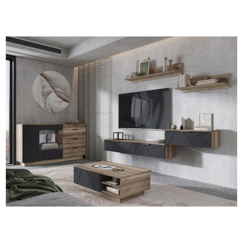 ТВ-тумба Диамо ТБ 03 софт графит / дуб каньон