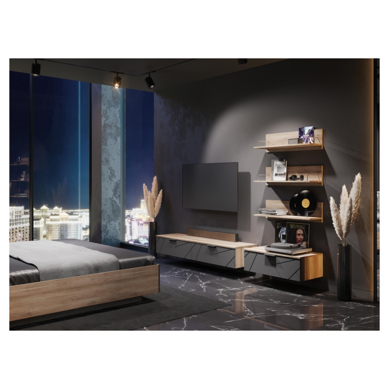 ТВ-тумба Диамо ТБ 03 софт графит / дуб каньон