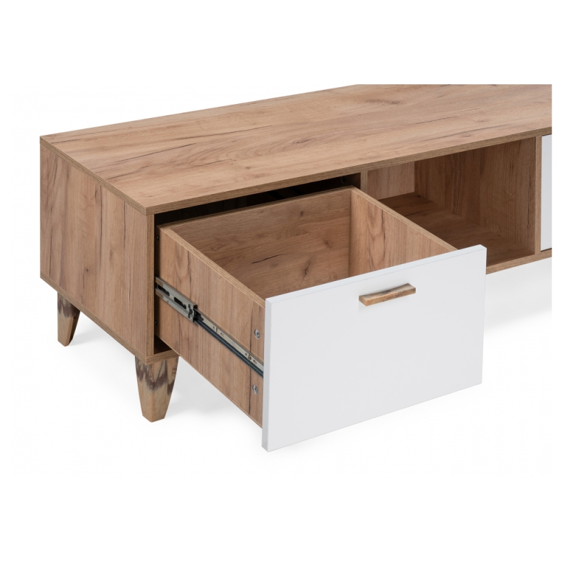 ТВ-тумба Эго Т-3 на ножках дуб крафт золотой / белый глянец