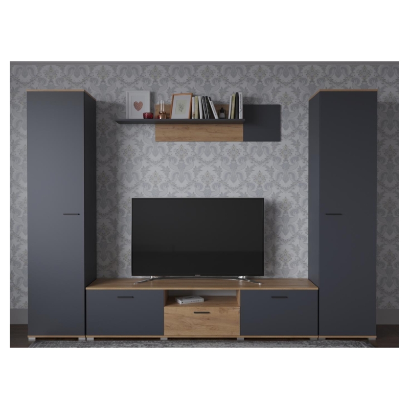 ТВ-тумба Кассандра дуб крафт золотой / антрацит