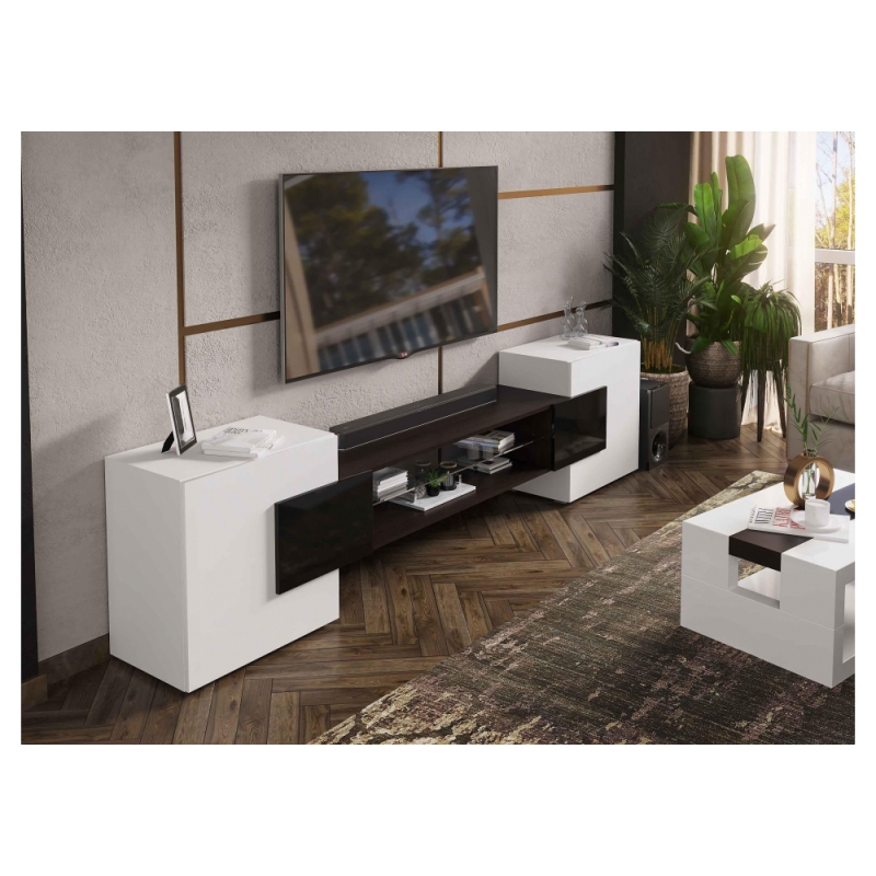 ТВ-тумба Лисмор белый / черный глянец