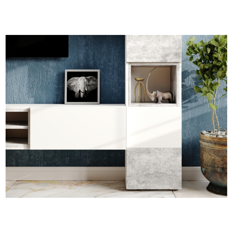 ТВ-тумба Лонгфорд белый / бетон светлый