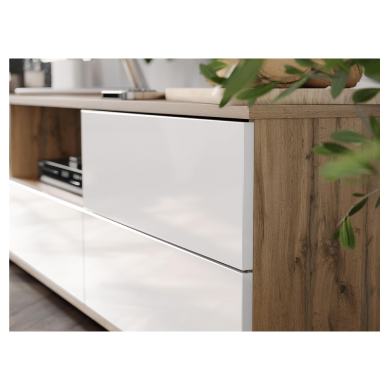 ТВ-тумба Маллоу дуб вотан / белый глянец