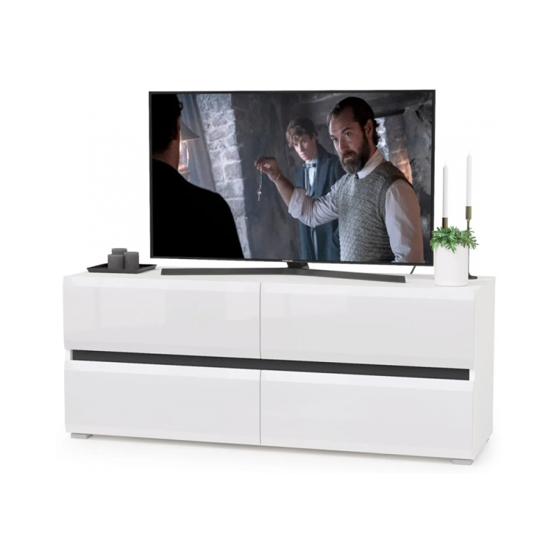 ТВ-тумба Сейдиль белый премиум / черный / белый глянец