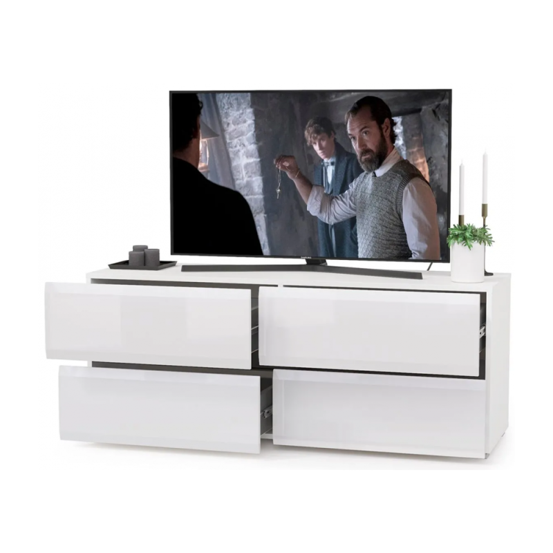 ТВ-тумба Сейдиль белый премиум / черный / белый глянец