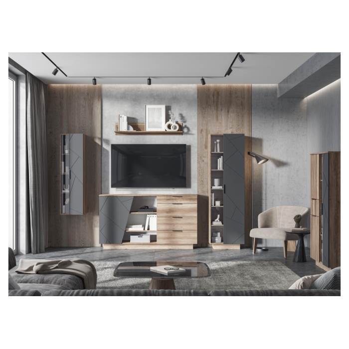 Витрина Диамо ПН 02 софт графит / дуб каньон