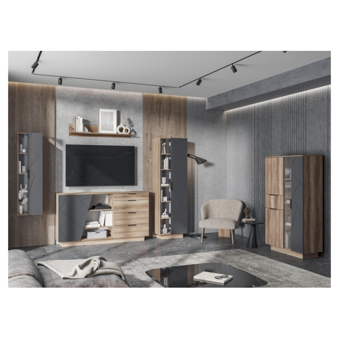 Витрина Диамо ПН 02 софт графит / дуб каньон