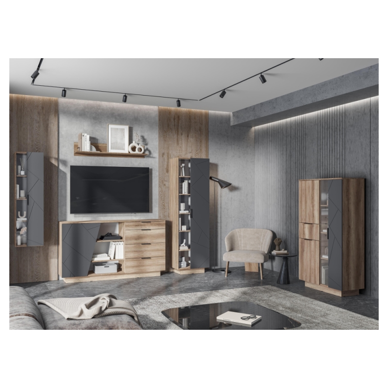 Витрина Диамо ШК 02 софт графит / дуб каньон