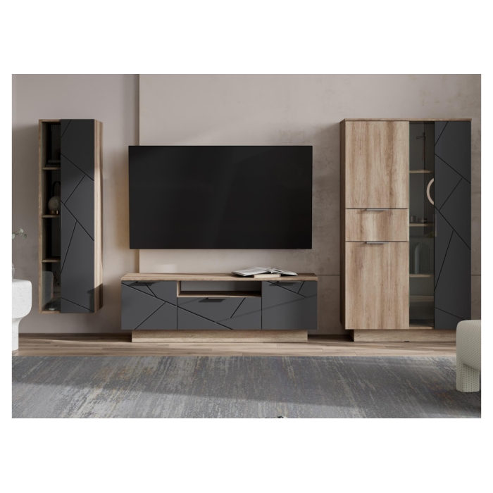 Витрина Диамо ШК 02 софт графит / дуб каньон