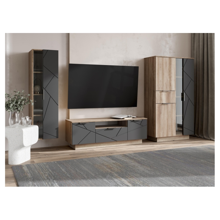 Витрина Диамо ШК 02 софт графит / дуб каньон