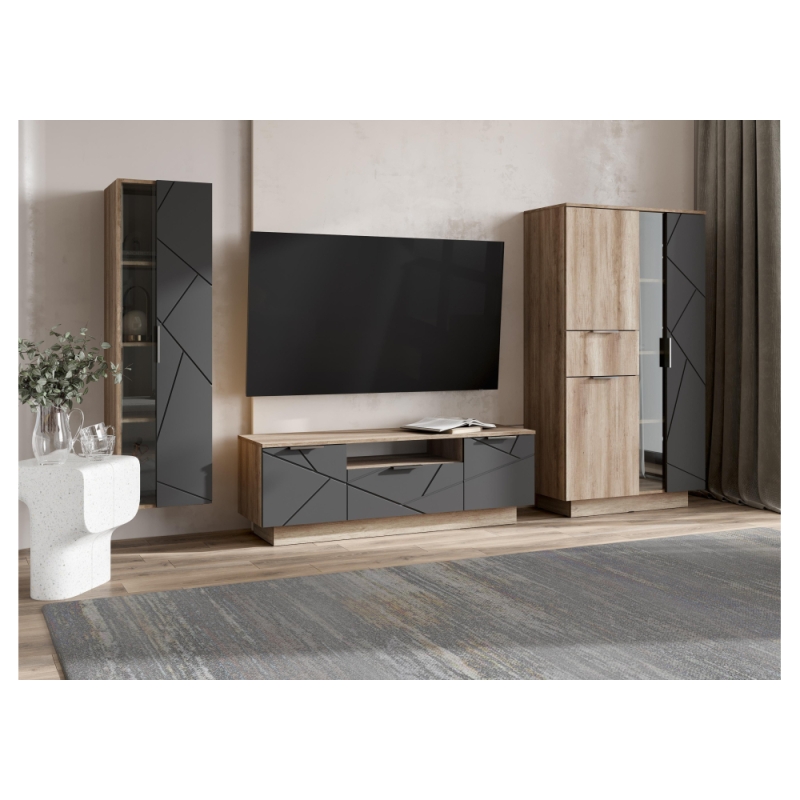 Витрина Диамо ШК 02 софт графит / дуб каньон