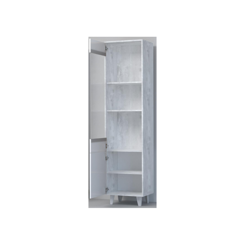 Витрина Эго ПС-1 на ножках бетон светлый / белый глянец