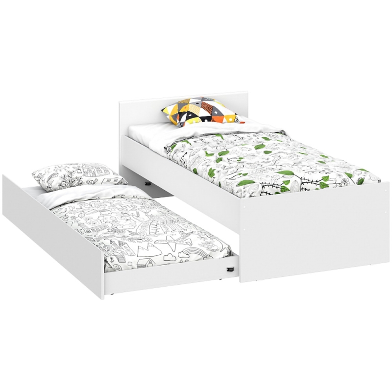 Выкатная кровать Валенсия 80х190 белый текстурный