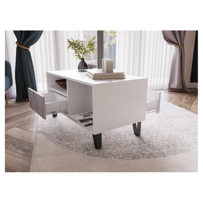 Журнальный стол Эннис белый / бетон светлый