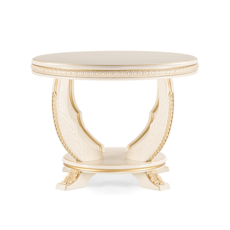 Журнальный столик Луис 70х52 слоновая кость / золото