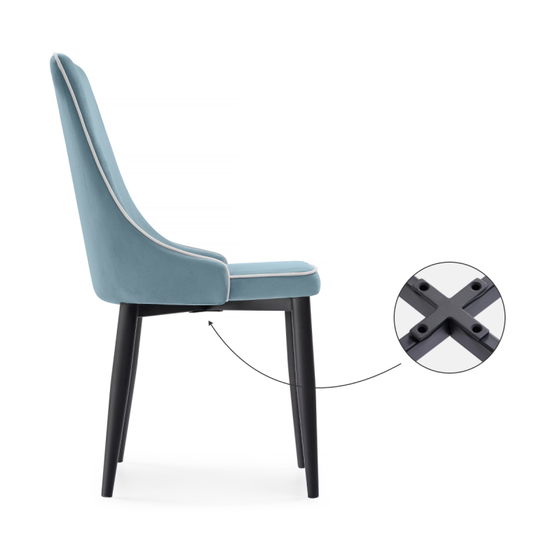 Стул на металлокаркасе Kora 1 light blue / white / black