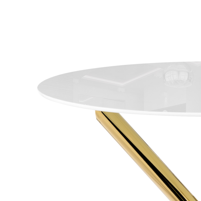 Стеклянный стол Rock 80х75 white / gold