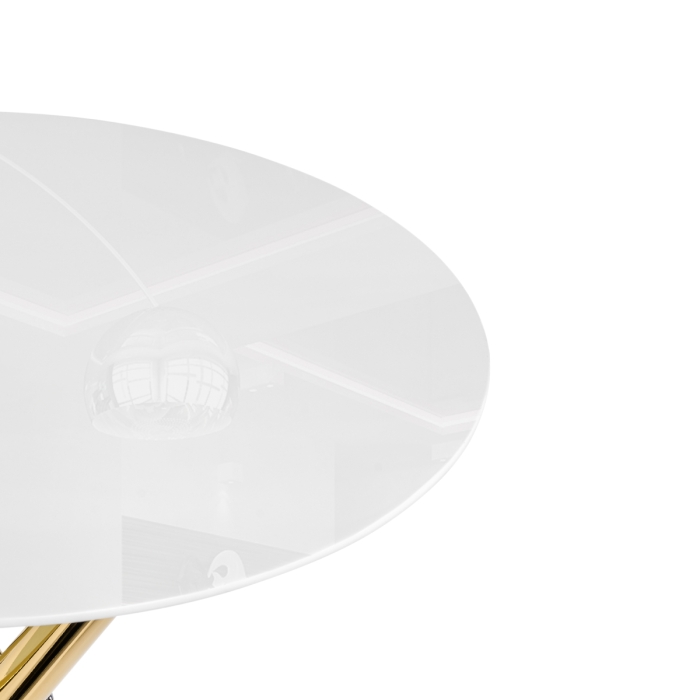 Стеклянный стол Rock 80х75 white / gold