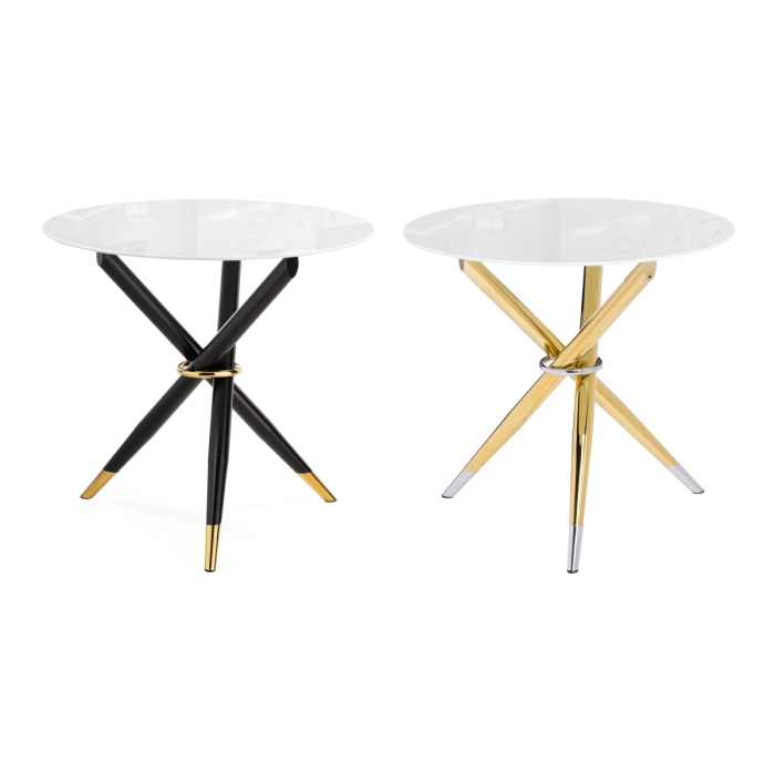 Стеклянный стол Rock 80х75 white / gold