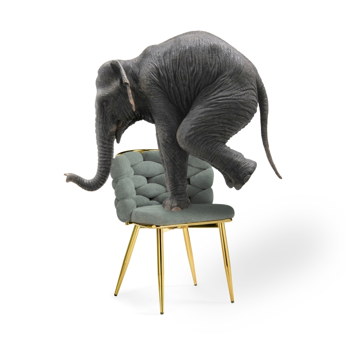 Стул на металлокаркасе Rendi light gray / gold