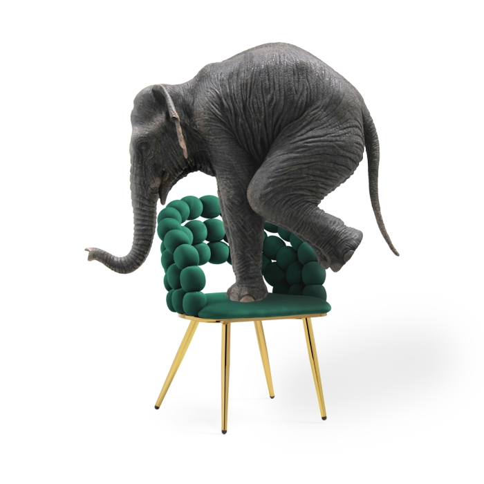 Стул на металлокаркасе Ball green / gold