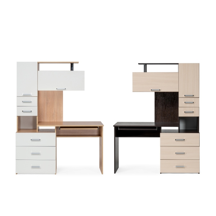 Стол компьютерный Джаз-17 правый 130х60х166,8 венге / дуб молочный