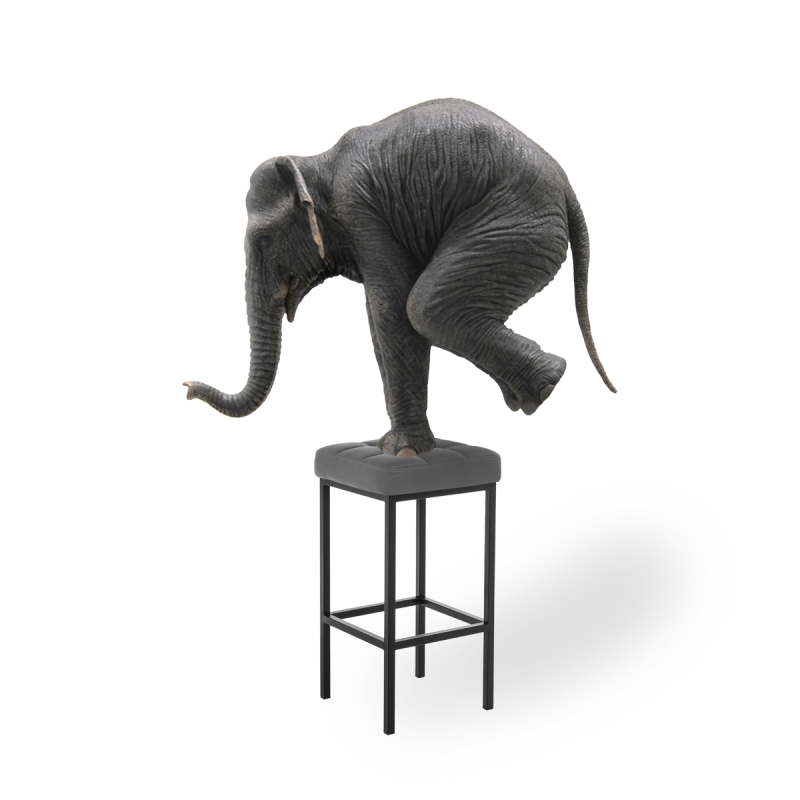 Барный стул Лофт кожзам темно-серый / черный матовый