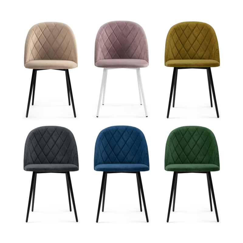 Стул на металлокаркасе Зест микровелюр серый / черный глянец