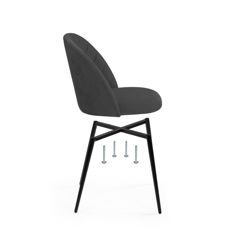 Стул на металлокаркасе Зест микровелюр серый / черный глянец