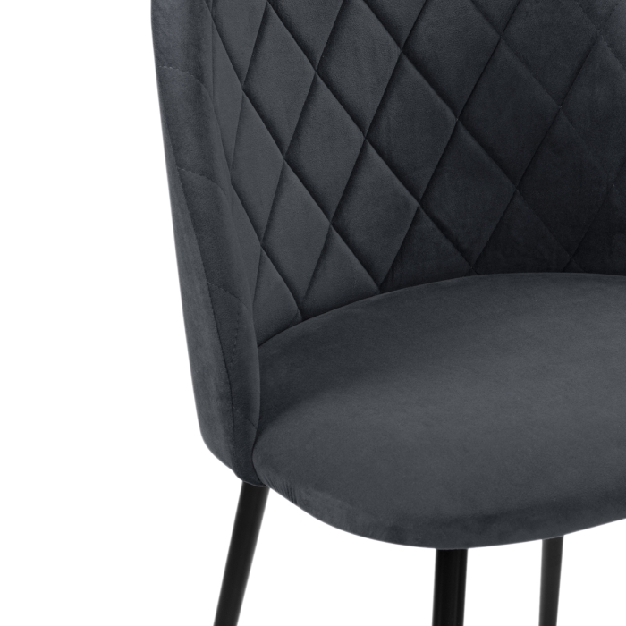 Стул на металлокаркасе Зест микровелюр серый / черный глянец