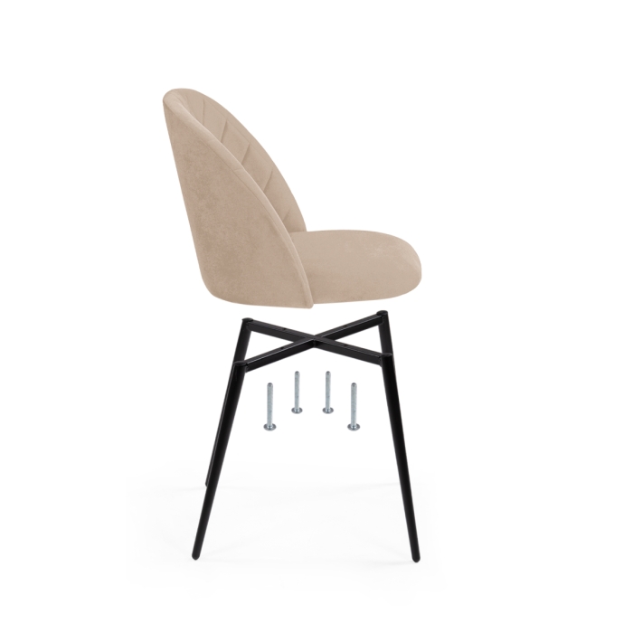 Стул на металлокаркасе Зест микровелюр 05 / черный глянец