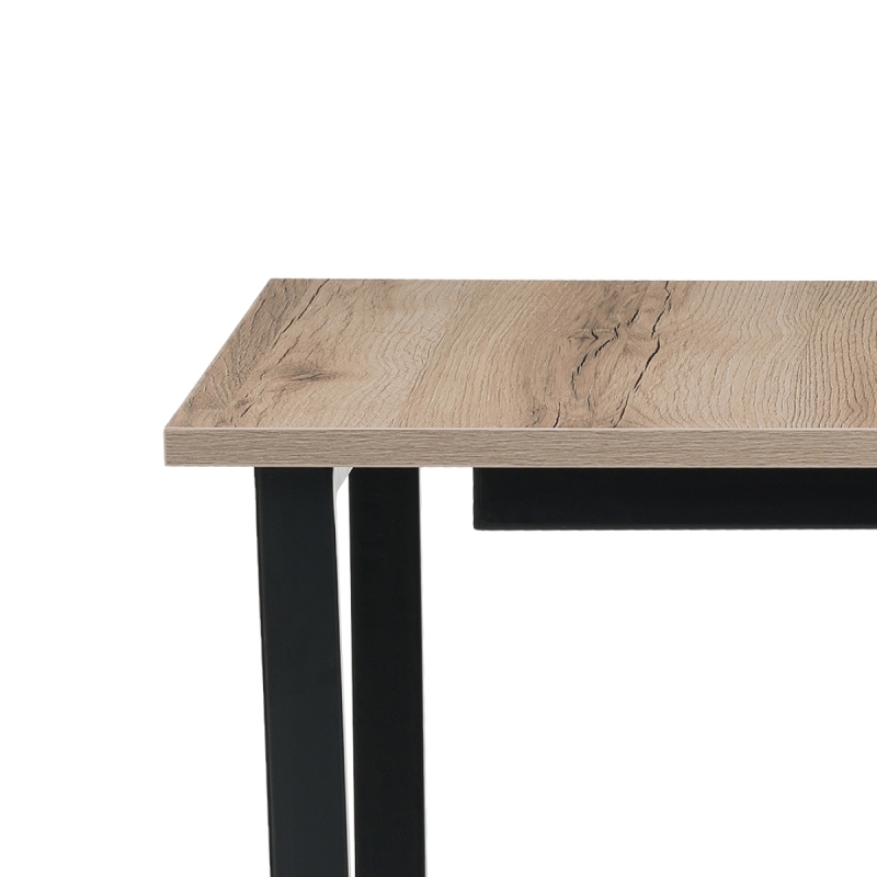 Стол раскладной Лота Лофт 120(160)х75х75 25 мм черный матовый / дуб делано светлый