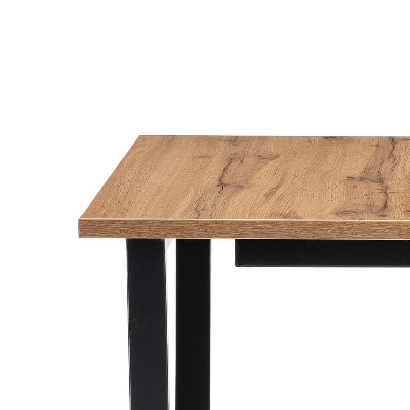 Стол раскладной Лота Лофт 120(160)х75х75 25 мм черный матовый / дуб вотан