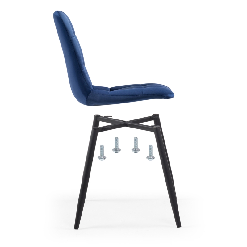 Стул на металлокаркасе Чилли велюр синий / черный