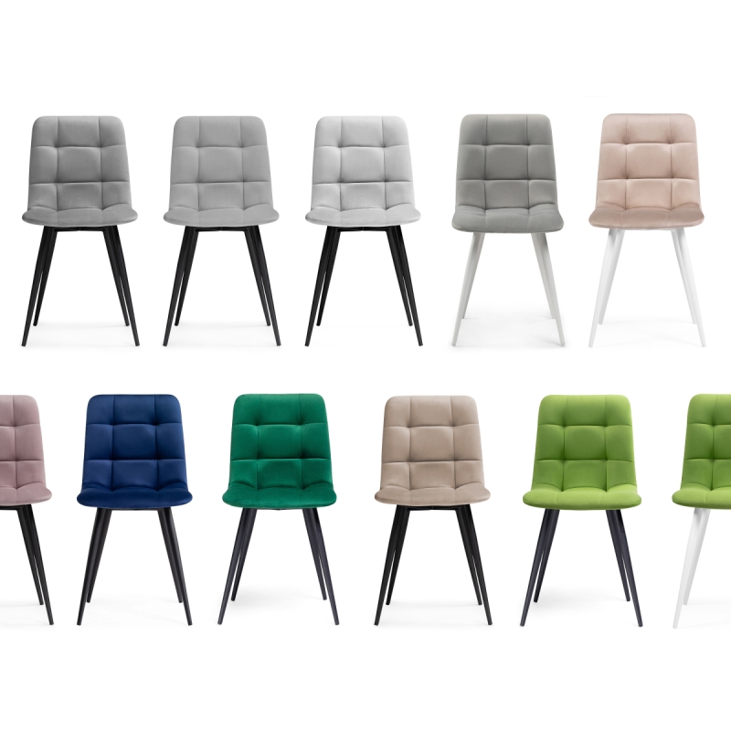 Стул на металлокаркасе Чилли велюр светло-зеленый / черный