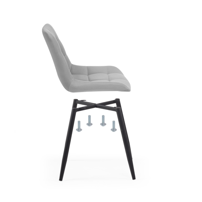 Стул на металлокаркасе Челси велюр светло-серый / черный