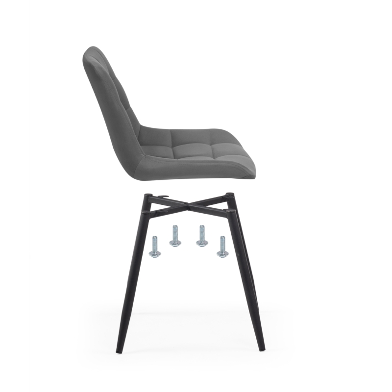 Стул на металлокаркасе Челси велюр темно-серый / черный